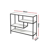 Artiss Console Table Entryway Hallway Marble Effect 4-Tier Storage Shelves White