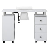 Artiss Manicure Table Nail Desk with Built-in Dust Collector Beauty Salon Station Drawers Shelves Wrist Cushion Wheels White