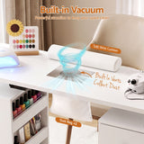 Artiss Manicure Table Nail Desk with Built-in Dust Collector Beauty Salon Station Drawers Shelves Wrist Cushion Wheels White