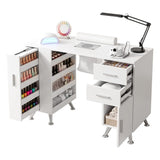 Artiss Manicure Table Nail Desk with Built-in Dust Collector Beauty Salon Station Drawers Shelves Wrist Cushion White