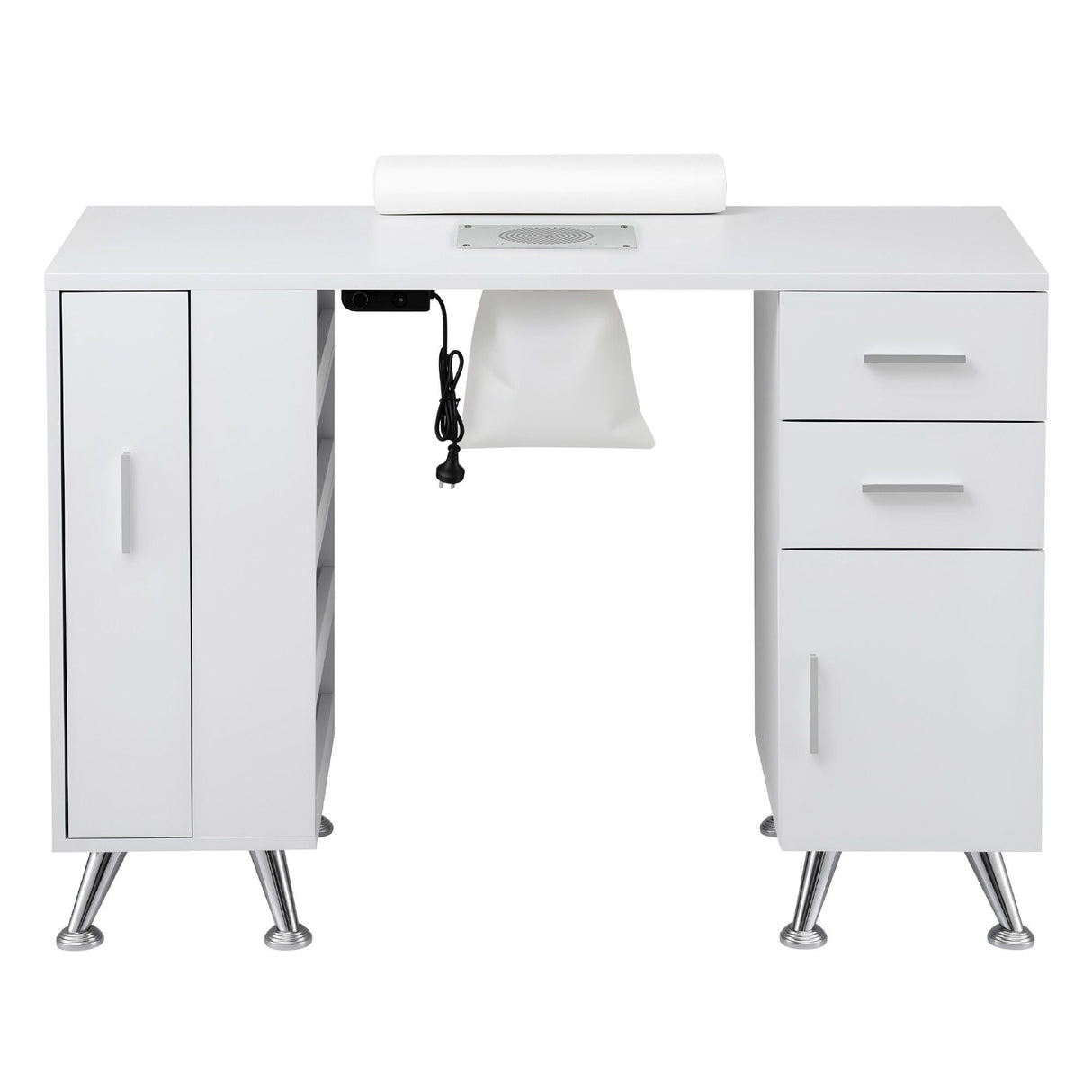 Artiss Manicure Table Nail Desk with Built-in Dust Collector Beauty Salon Station Drawers Shelves Wrist Cushion White