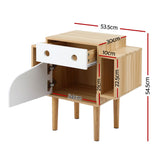 Artiss Bedside Table with Drawer Robot Design for Kids' Room Bedroom Pine