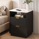 Artiss Bedside Table with Charging Station and 2 Drawers Black