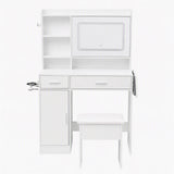 Artiss Dressing Table Vanity Desk Set Stool LED Charging Station White