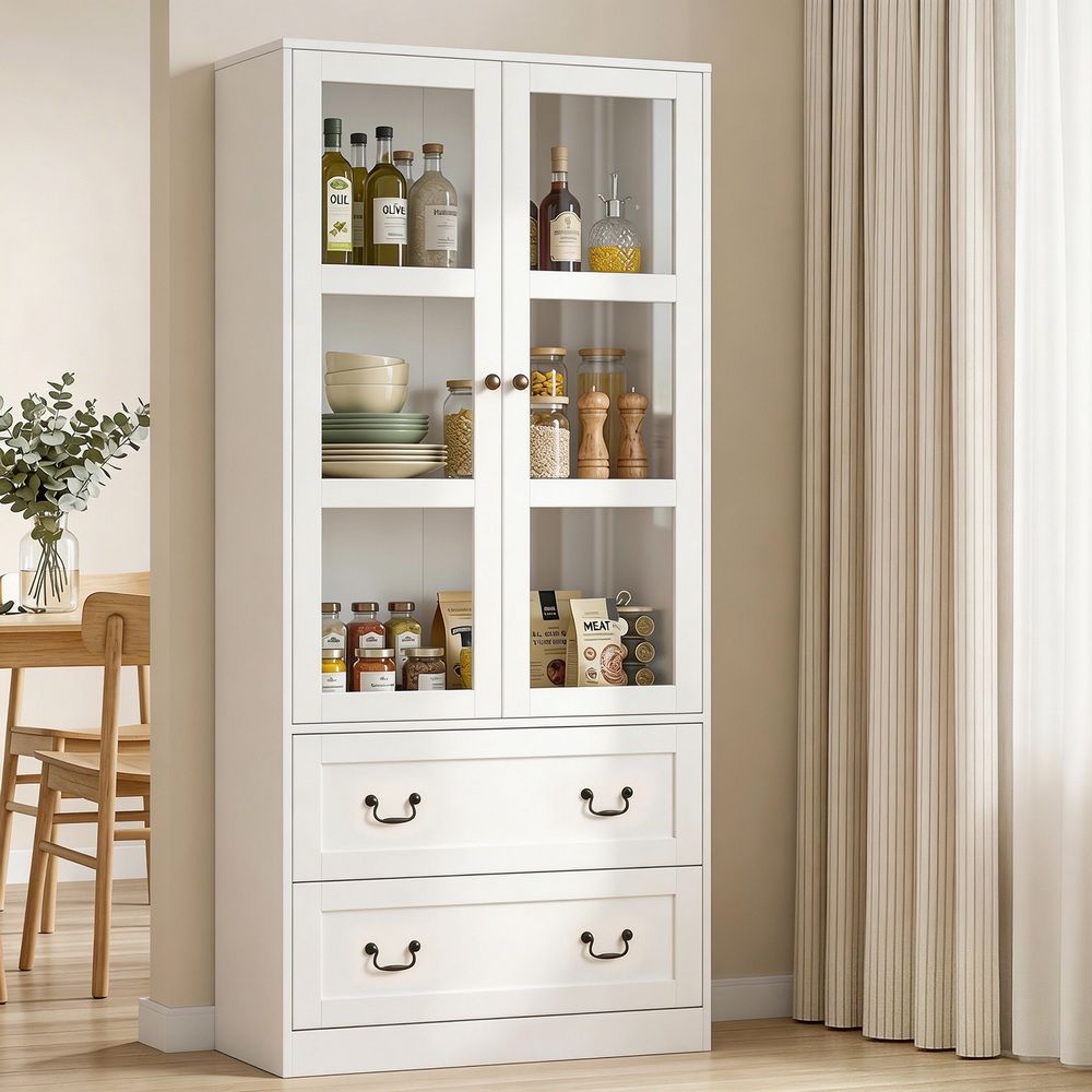 Artiss Buffet Sideboard 180cm Hutch Storage Cabinet Kitchen Drawer Door White