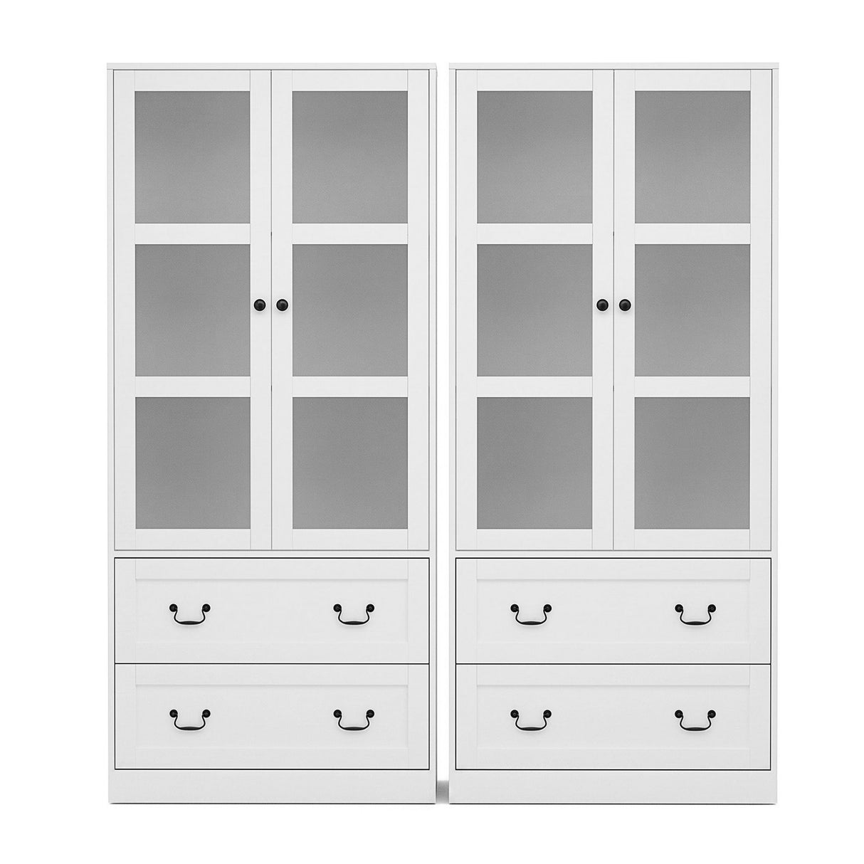 Artiss Buffet Sideboard Cabinets X2 180cm Hutch Storage Kitchen Clear Door White