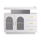 Artiss Buffet Sideboard Cabinet LED Clear Door Kitchen Storage Drawers White