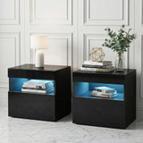 Artiss 2x Bedside Table LED - HERES Black