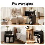 Artiss Bedside Table 2 Shelves S-Shaped Charging Station Black
