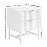 Artiss Bedside Table 2 Drawers - White