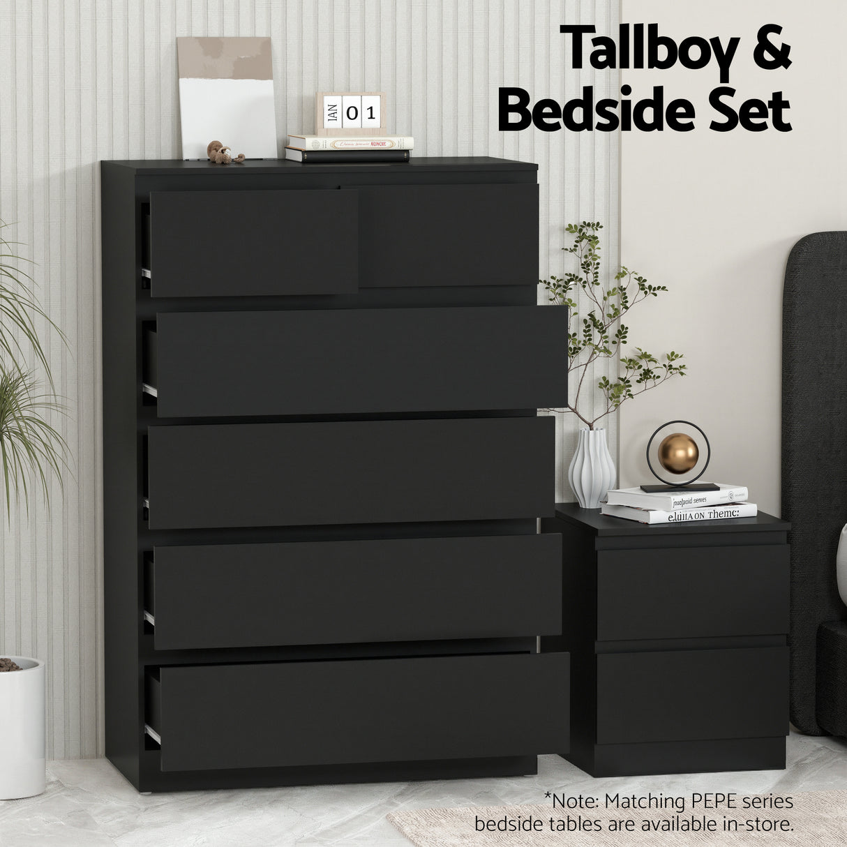 Artiss 6 Chest of Drawers Tallboy PEPE Black