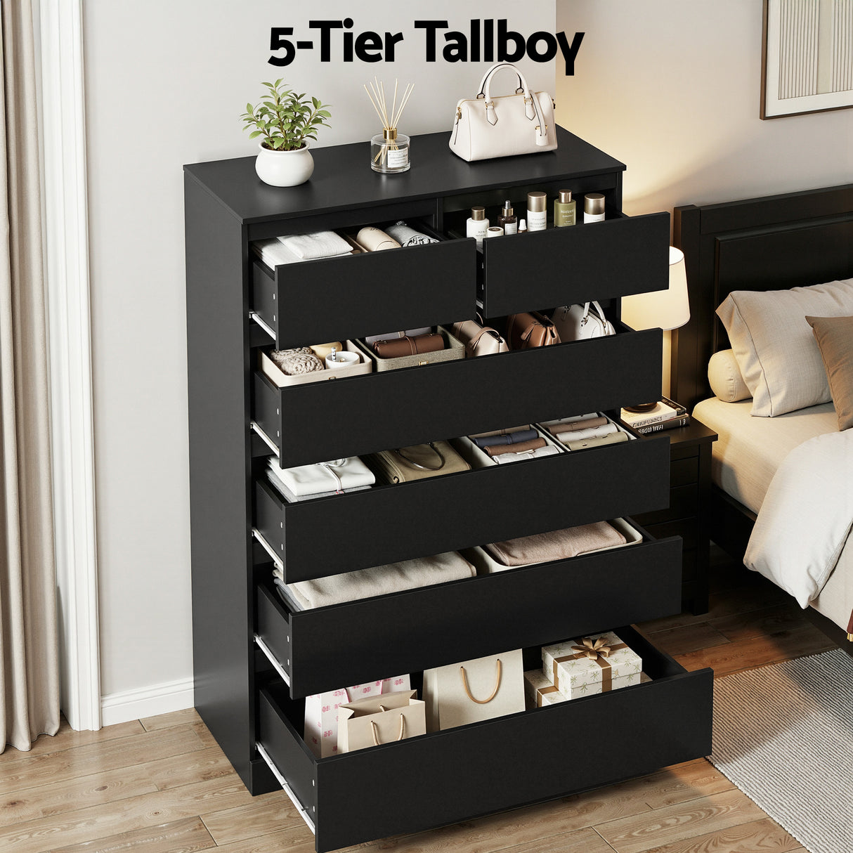 Artiss 6 Chest of Drawers Tallboy PEPE Black