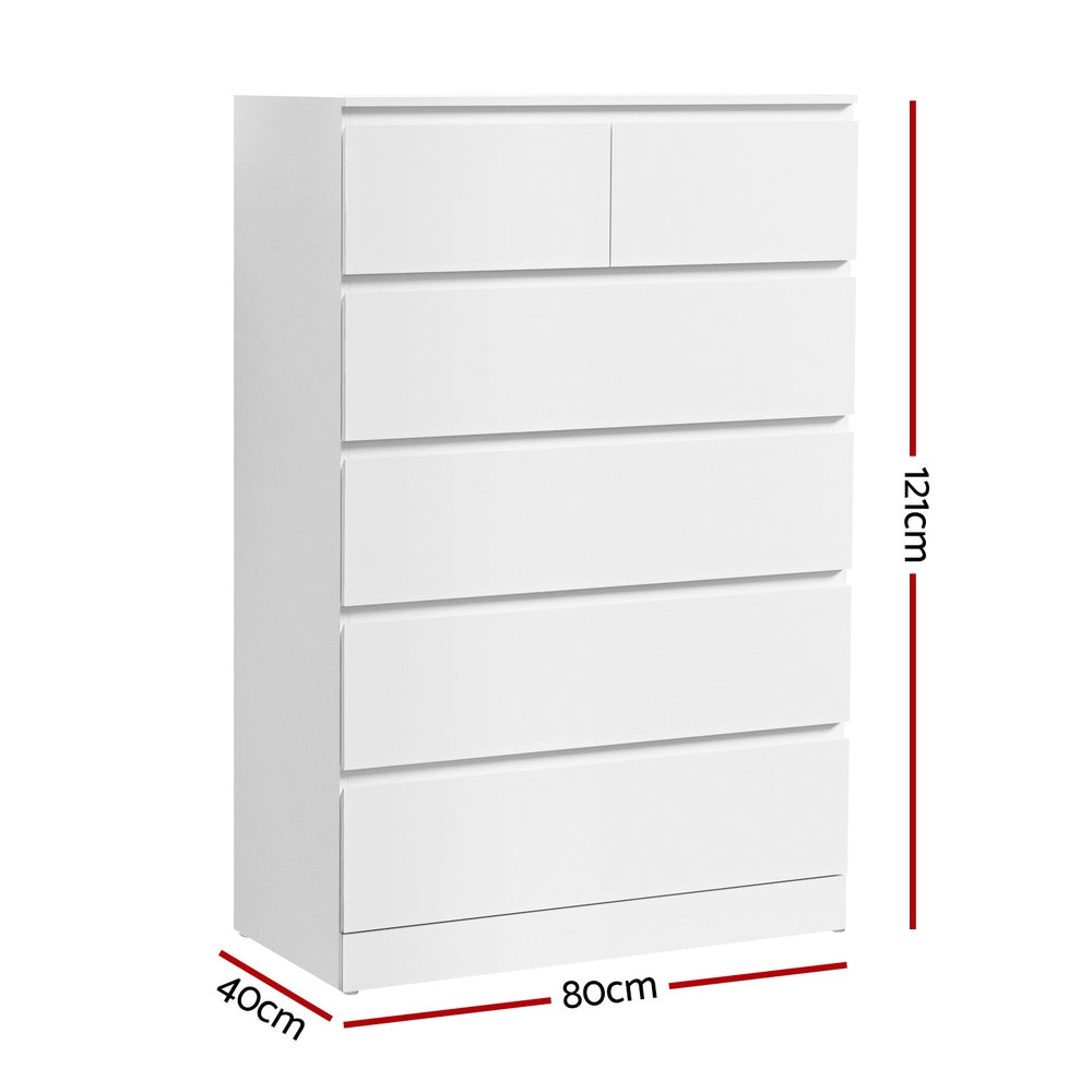 Paper Veneer 6 Chest of Drawers - PEPE White