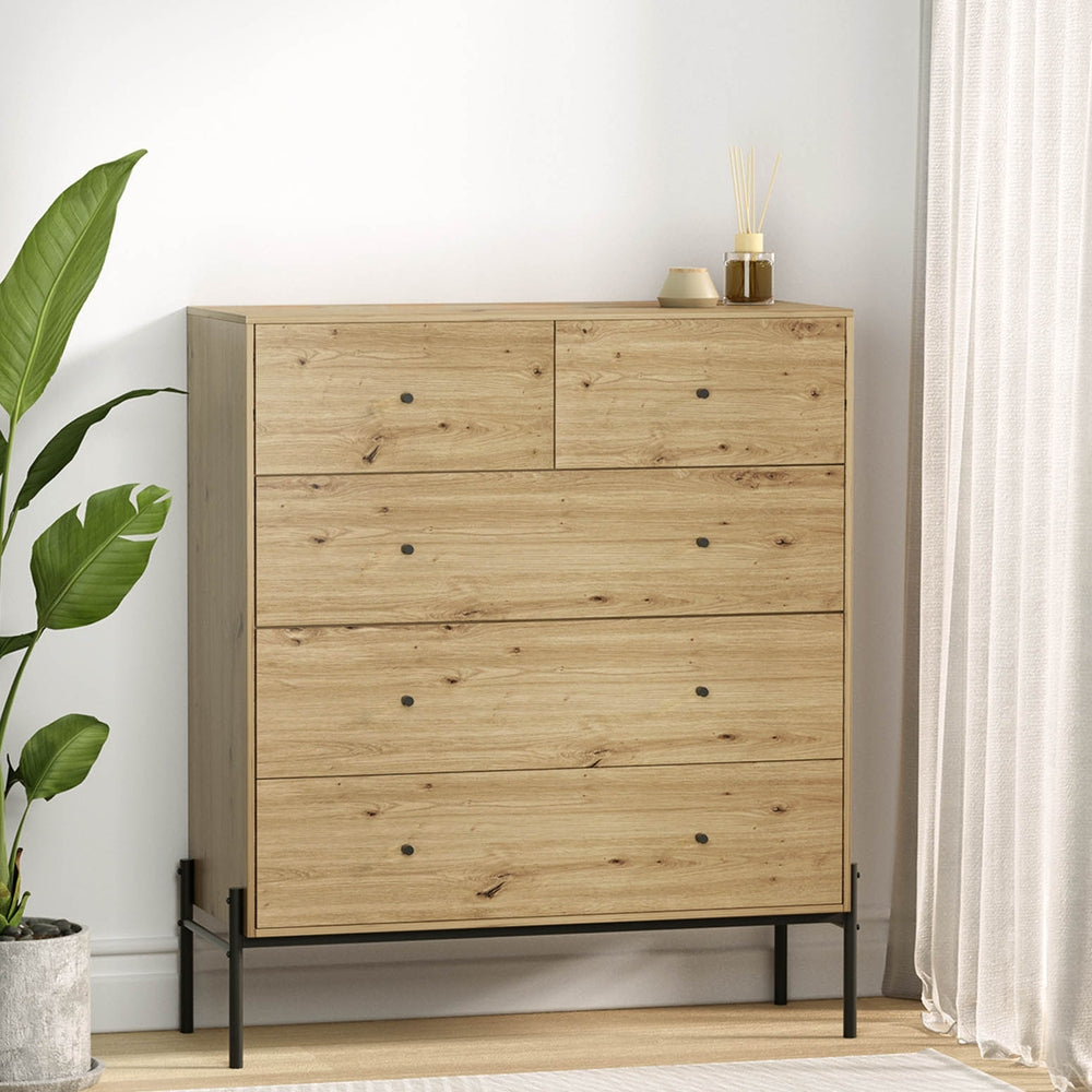 Oak 5 Chest of Drawers - ARNO Pine