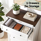Artiss 5 Chest of Drawers Storage Tallboy White & Walnut