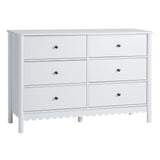 Artiss 6 Chest of Drawers Dresser Lowboy Curved Edge Scalloped White Bedroom