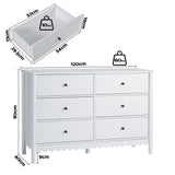 Artiss 6 Chest of Drawers Dresser Lowboy Curved Edge Scalloped White Bedroom