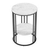 Artiss Coffee Table 2-Tier Round Marble Effect