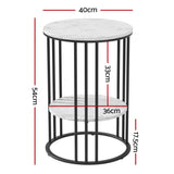 Artiss Set of 2 Side Table Coffee Table 2-Tier Round Marble Effect
