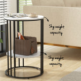Artiss Set of 2 Side Table Coffee Table 2-Tier Round Marble Effect