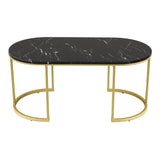 Artiss Coffee Table Marble Effect Black