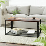 Artiss Coffee Table 2-Tier Rustic Brown 104CM