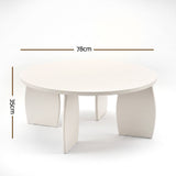 Artiss Round Coffee Table High-Gloss Center Table Minimalist Living Room Furniture 78x35cm Cream White