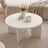 Artiss Round Coffee Table High-Gloss Center Table Minimalist Living Room Furniture 78x35cm Cream White