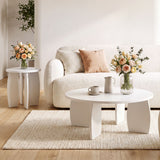Artiss Coffee Table Set of 2 High Gloss Round Side Bedside Table Wood Living Room Cream