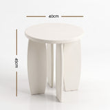 Artiss Round End Table Set Of 2 High-Gloss Coffee Table Bedside Nightstand 40x45cm Cream white