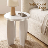 Artiss Round End Table Set Of 2 High-Gloss Coffee Table Bedside Nightstand 40x45cm Cream white