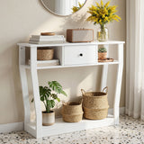 Artiss Console Table Entryway Hallway Sofa Side Table Drawer Shelf 100CM White