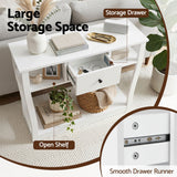 Artiss Console Table Entryway Hallway Sofa Side Table Drawer Shelf 100CM White