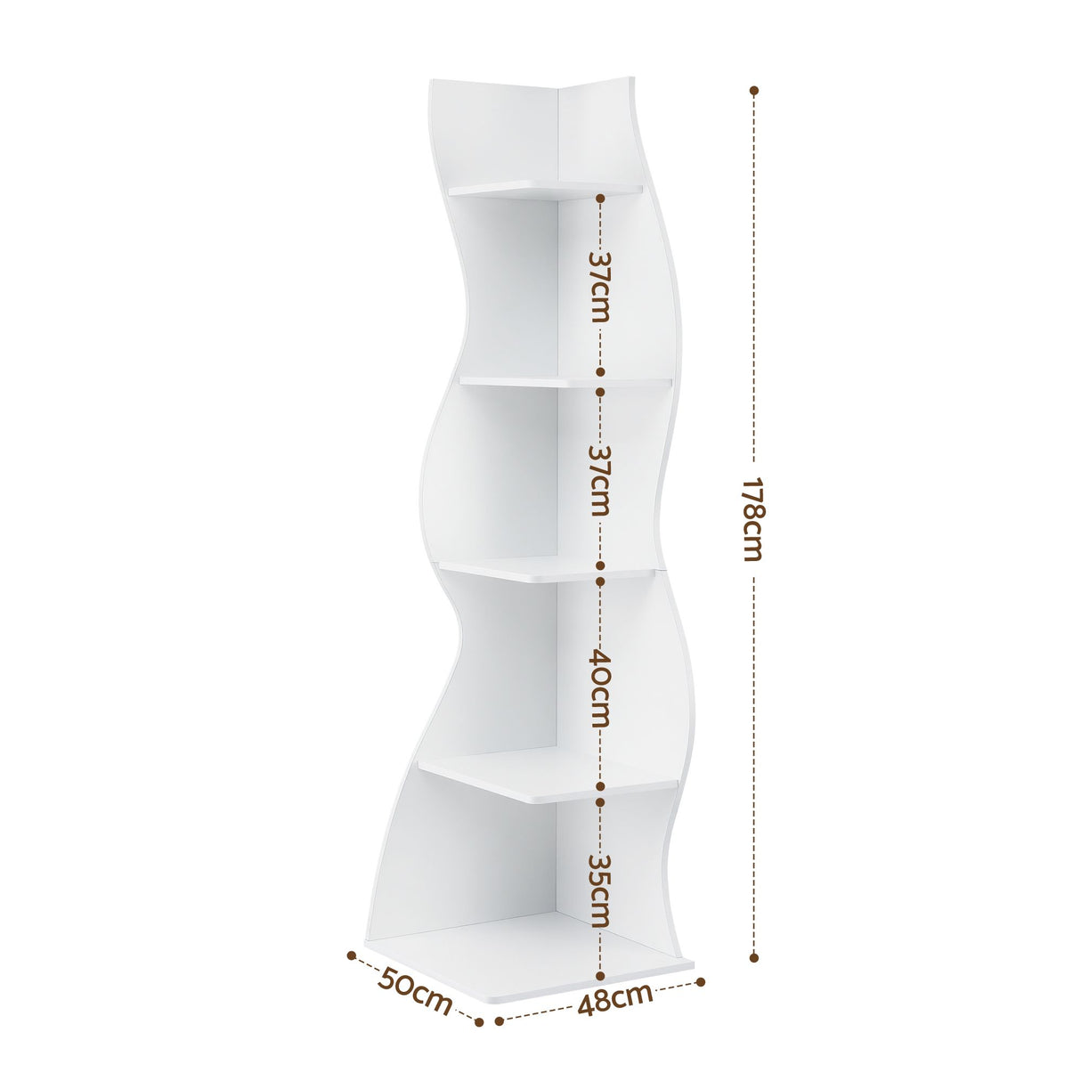 Artiss 5-Tier Bookshelf Corner Shelf S-shaped Storage Rack White