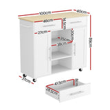 Artiss Kitchen Island Trolley Rolling Serving Cart Storage Drawer Cabinet 100cm White