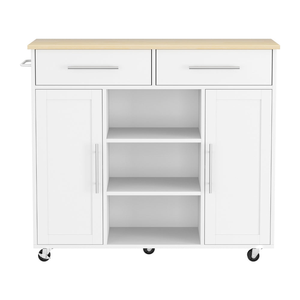 Artiss Kitchen Island Trolley Rolling Serving Cart Storage Drawer Cabinet 100cm White