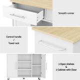 Artiss Kitchen Island Trolley Rolling Serving Cart Storage Drawer Cabinet 100cm White