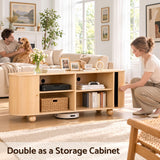 Artiss 180cm TV Unit Storage Shelf Curved Edge Sliding Fluted Style Door Pine