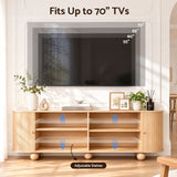 Artiss 180cm TV Unit Storage Shelf Curved Edge Sliding Fluted Style Door Pine