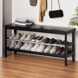 Artiss Shoe Rack Cabinet Bamboo Bench 10 Paris Black