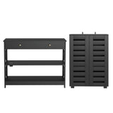 Artiss Shoe Rack Cabinet & Console Table Set Storage Shelf Black