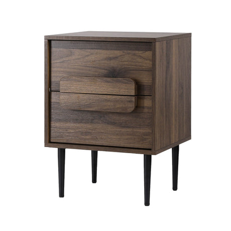 Artiss Bedside Table 2 Drawers - Walnut