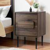 Artiss Bedside Table 2 Drawers - Walnut