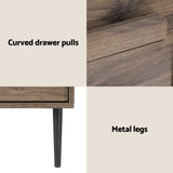 Artiss Bedside Table 2 Drawers - Walnut