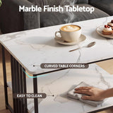 Artiss Coffee Table 100cm Faux Marble Finish Center Table 2-Tier Storage White&Black