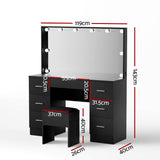 Artiss Dressing Table Vanity Desk Set Stool 10 Led Bulbs Black