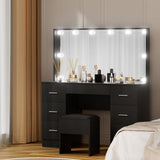 Artiss Dressing Table Vanity Desk Set Stool 10 Led Bulbs Black