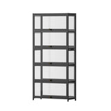 Artiss 5-Tier Display Cabinet Storage Bookshelf Clear Shelf Black