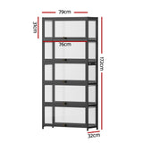 Artiss 5-Tier Display Cabinet Storage Bookshelf Clear Shelf Black