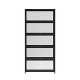 Artiss 5-Tier Display Cabinet Storage Bookshelf Clear Shelf Black